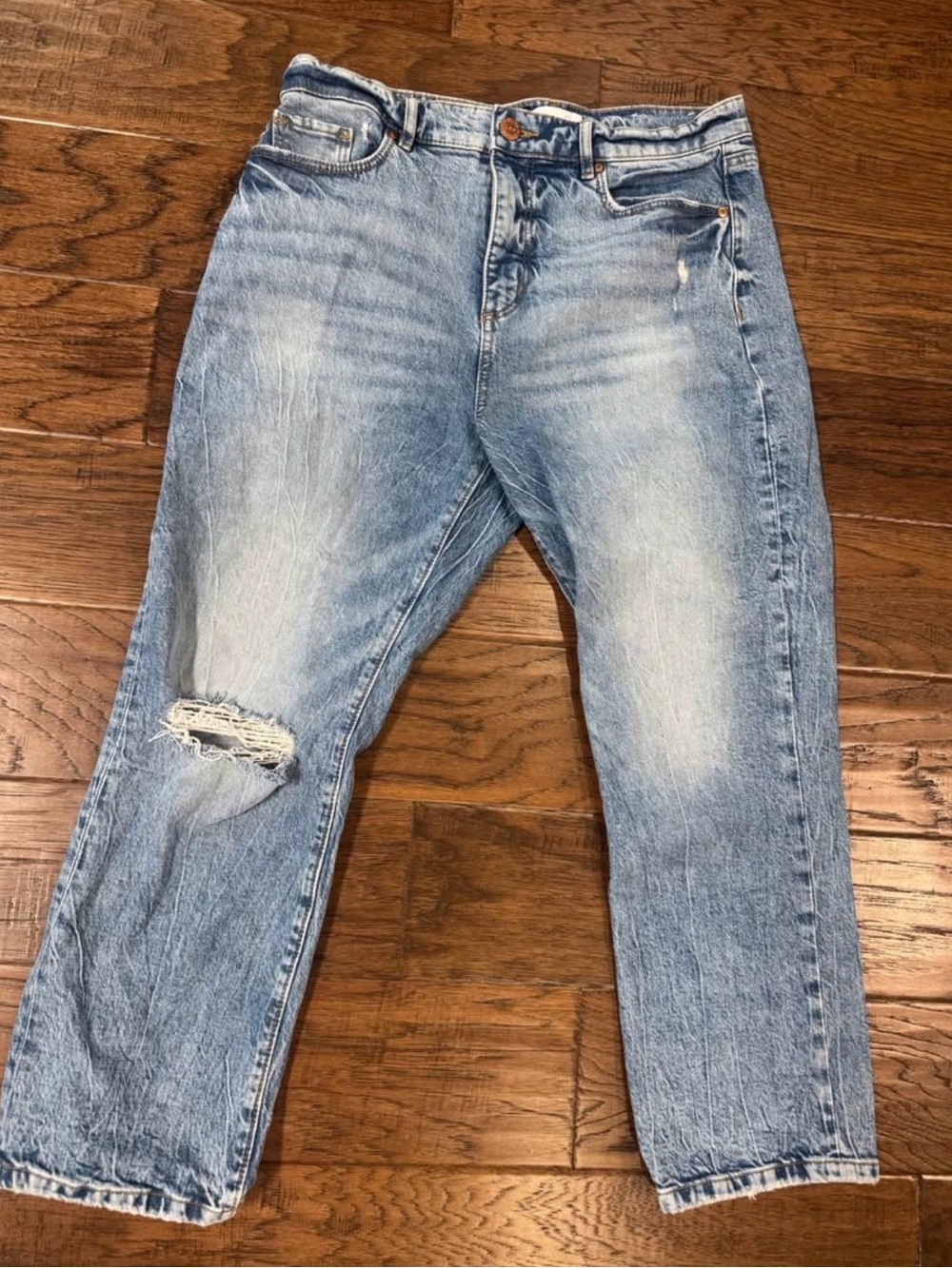 LOFT High-Rise Light Blue Distressed Jeans